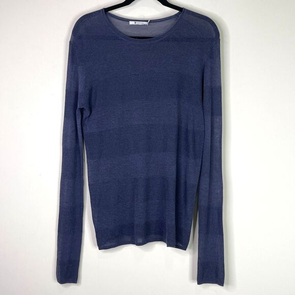 Alexander Wang Navy Knit Striped Long Sleeve Top Women's Size Medium - Picture 8 of 8
